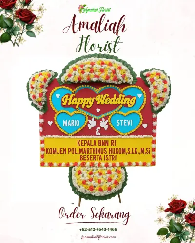 Karangan Papan Bunga Pernikahan di Lelewi